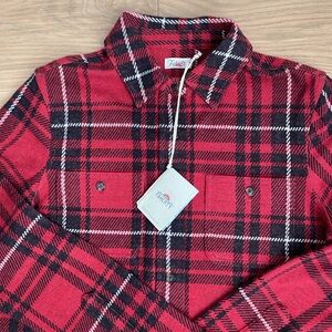 Faherty Red and Black Plaid Button Down Shirt